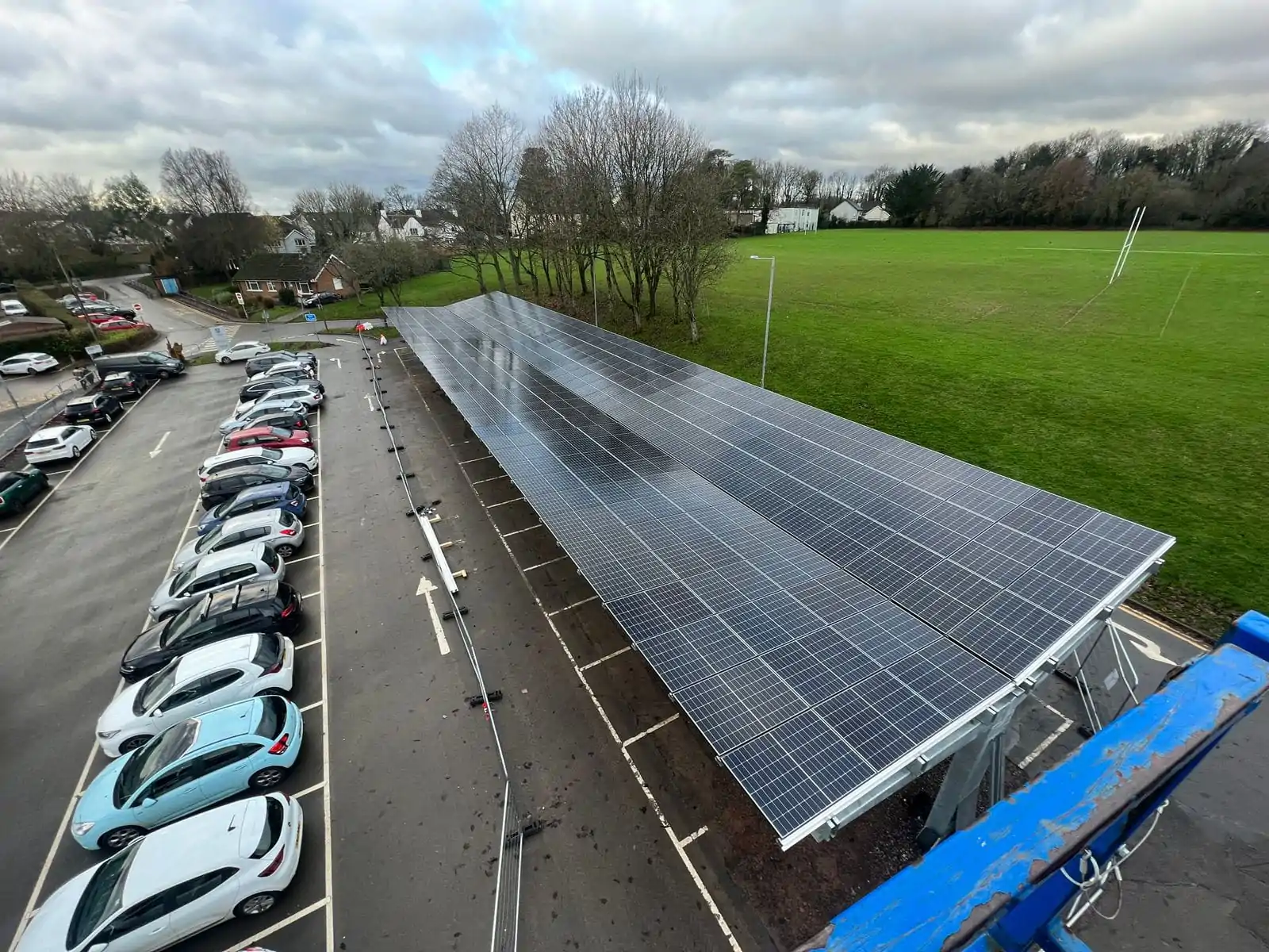 Chepstow-School-1 OPTI Bluetop Solar Parking providing shaded parking at Chepstow School