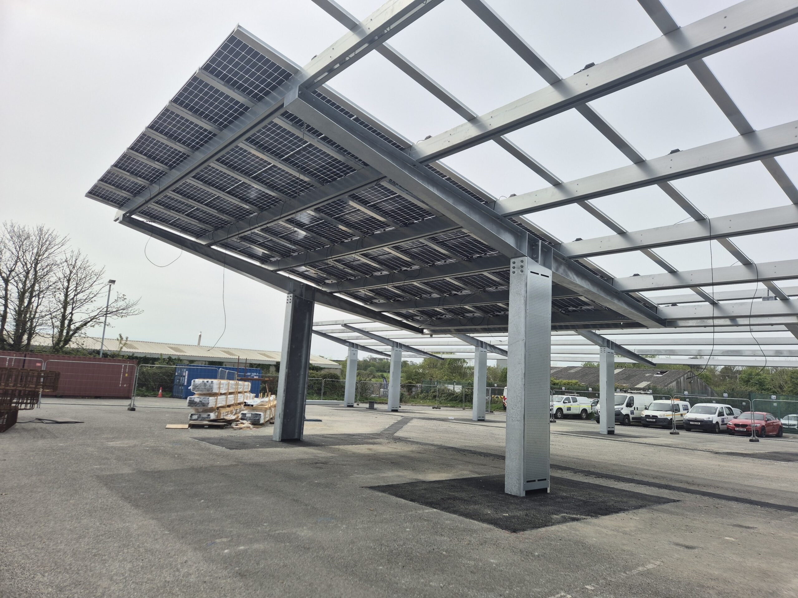 Anglesey-1 Photovoltaic parking canopy system at the Anglesey Bluetop Solar Project